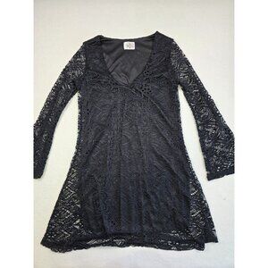 Southern Fried Chics Black Lace Crochet Mini Dress Medium Goth Whimsigoth Boho